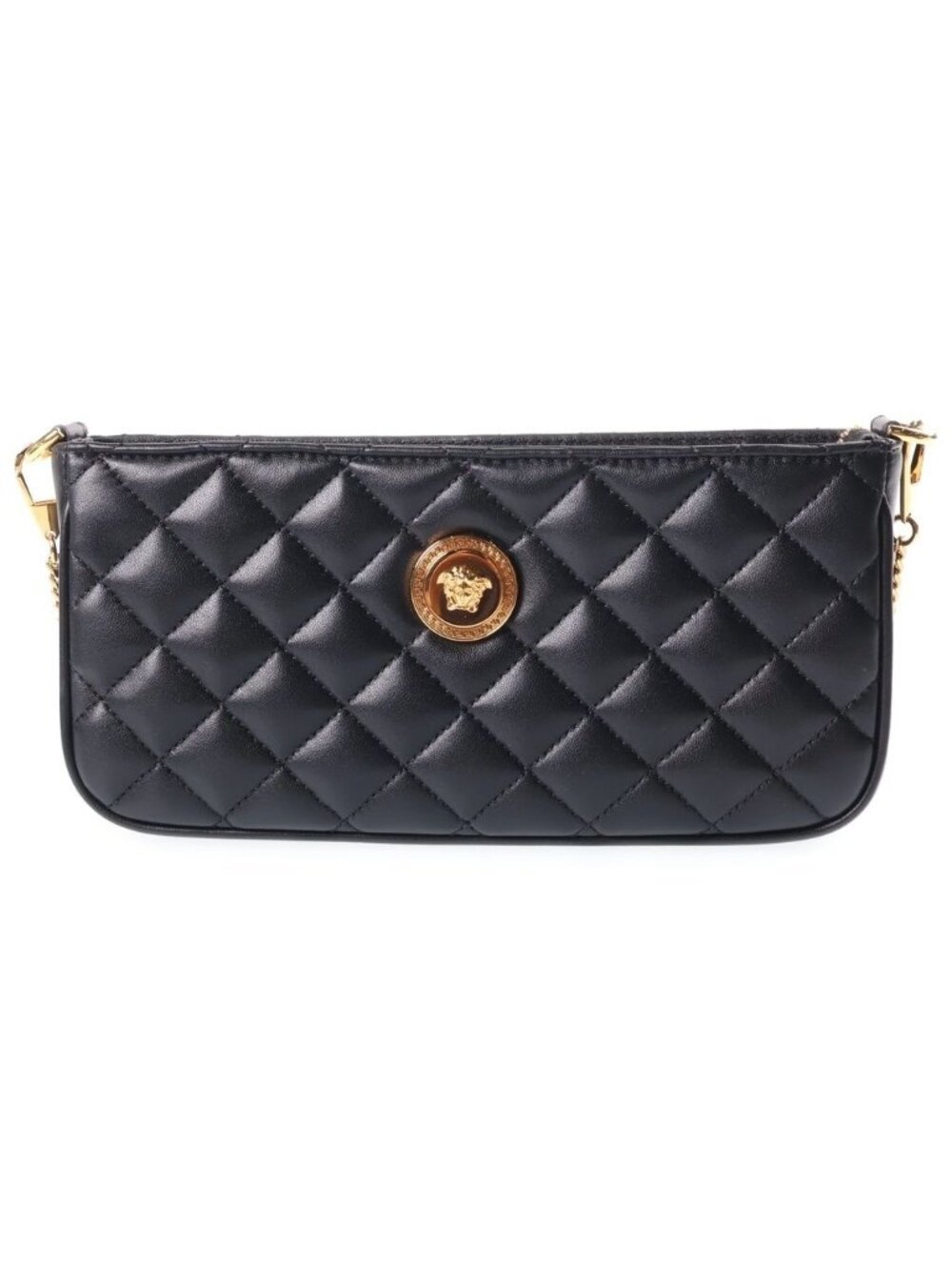 Versace Medusa Chain Mini Shoulder Bag Black Leather Gold